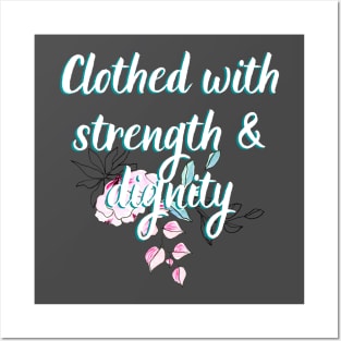 Clothed With Strength & Dignity Bible Verse Quotes For Women Ladies Scripture Quote Posters and Art